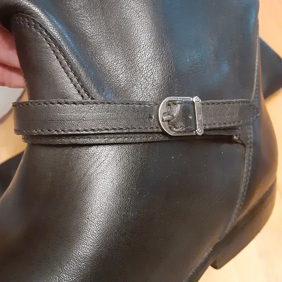 VINTAGE VIA MILANO BLACK KNEE HIGH 1" HEEL PULL ON LEATHER RIDING BOOTS WMS- 6B - Picture 12 of 15